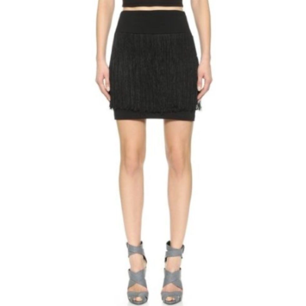 5th & Mercer Fringe Mini Skirt Black 2 NWT! $128
